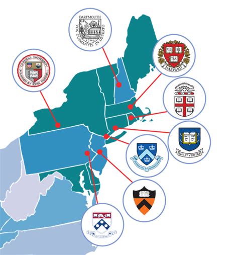 Map of Ivy League schools