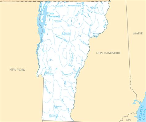 Map of Lakes in Vermont