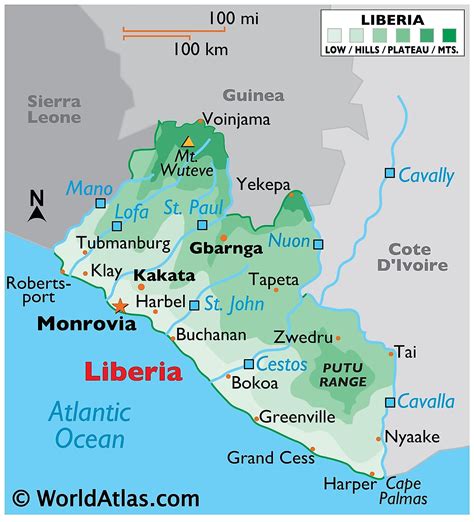 Map of Liberia in Africa