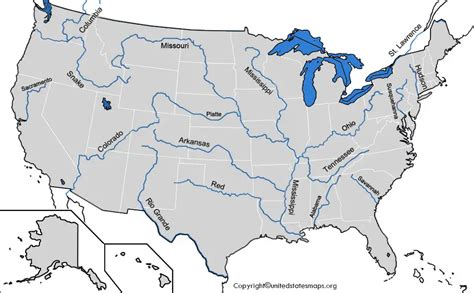 Map of Major Rivers in the US