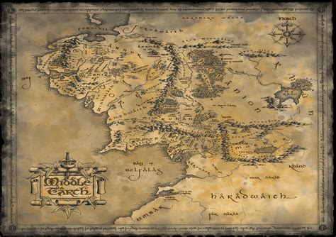 Map of Middle Earth from Lord of The Rings