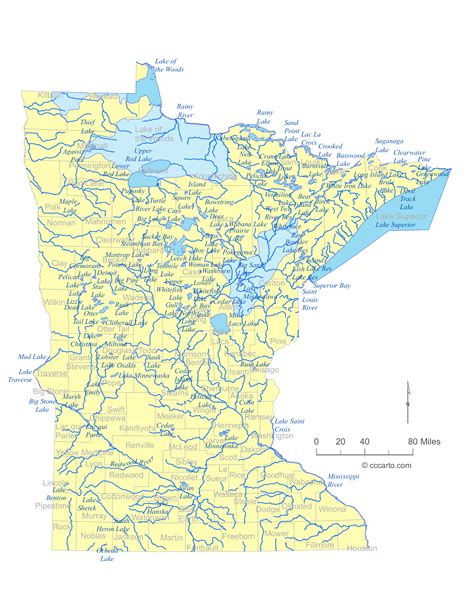 Map of Minnesota with Rivers