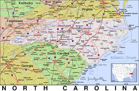Map of North Carolina and South Carolina