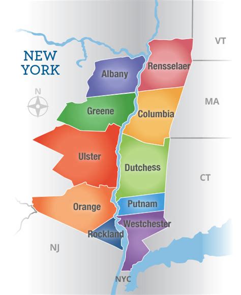 Map of New York Hudson Valley