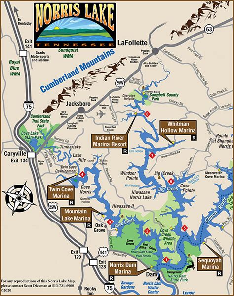 Map of Norris Lake, TN