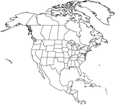 Map of North America Outline