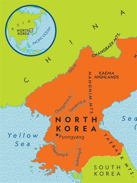 Map of North and South Korea