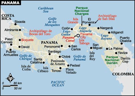 Map of Panama with cities