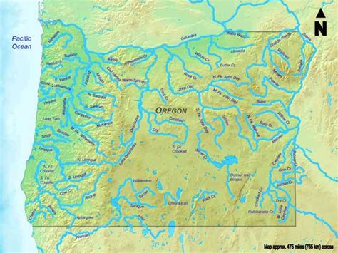 Map of Rivers in Oregon