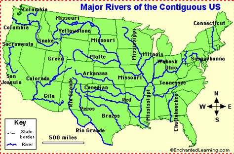 Map of Rivers in the US