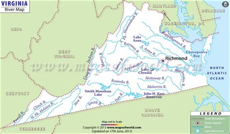 Map of Rivers in Virginia