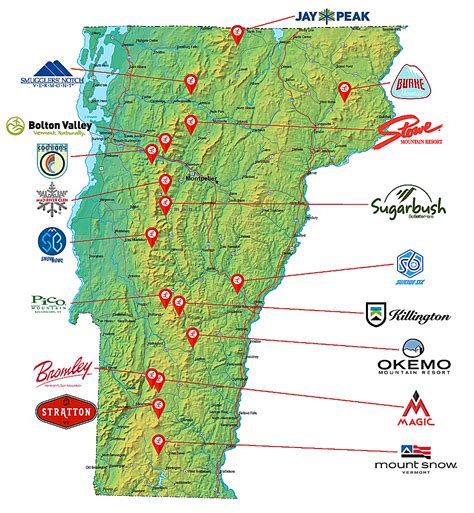 Map of Ski Resorts in Vermont