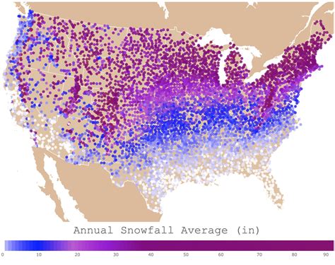 Map of snow in USA