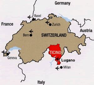 Map of Switzerland and Italy