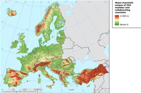 Map of the Mountains in Europe