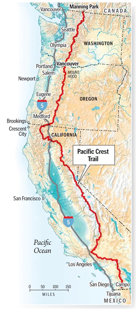 Map of the PCT Trail