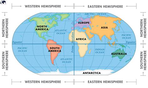 Map of the World with Hemispheres