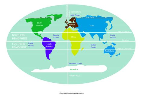 Map of the World with Hemispheres