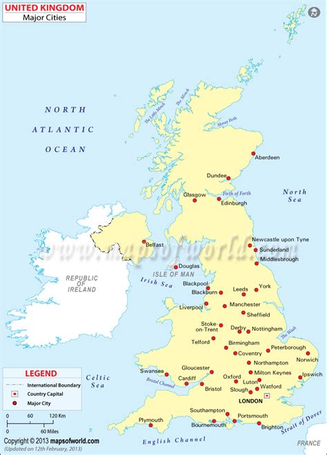 Map of UK with cities