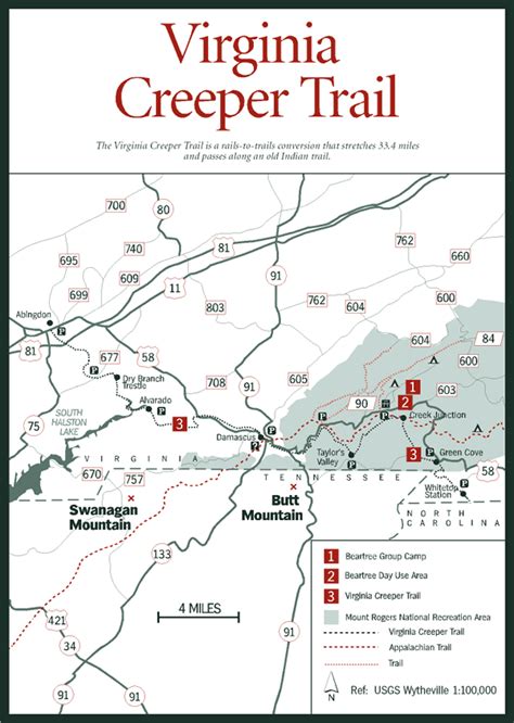 Map of Virginia Creeper Trail