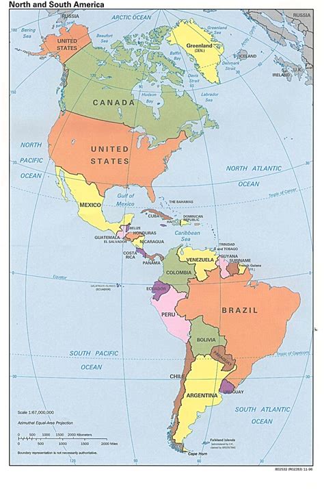 Map of South and North America