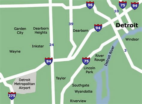 Map to Detroit Metro Airport