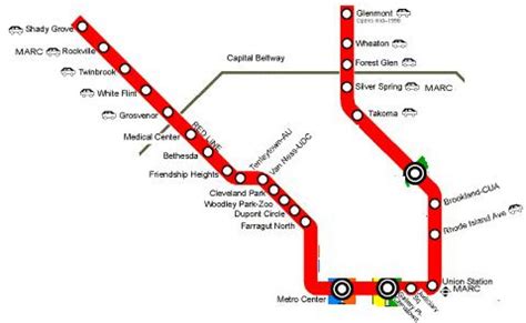 Map of DC Metro Red Line