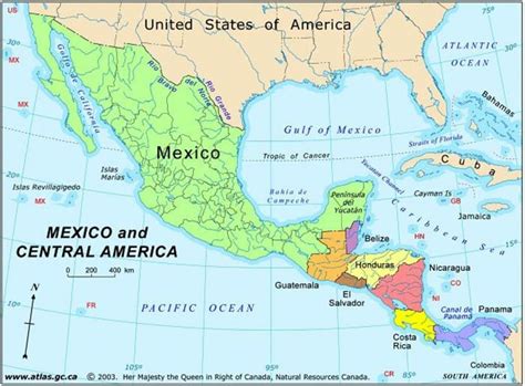 Mexico and Central America Map