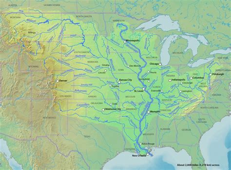 Mississippi River on a map