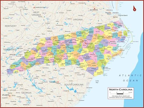 NC County Map with Cities