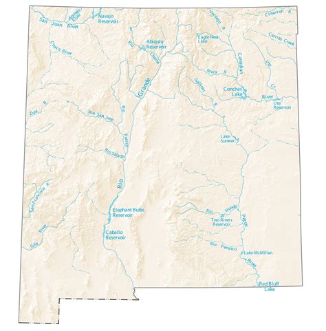 Map of New Mexico with Lakes
