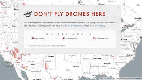 Map of No Fly Zones for Drones