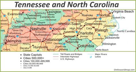 North Carolina and Tennessee Map