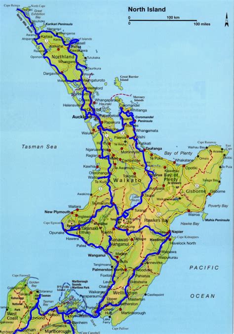 Map of North Island New Zealand