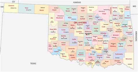 Oklahoma Counties Map With Cities