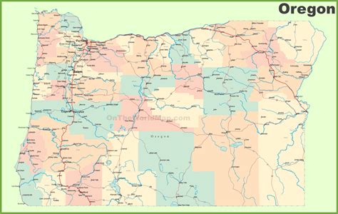 Oregon Counties and Cities Map
