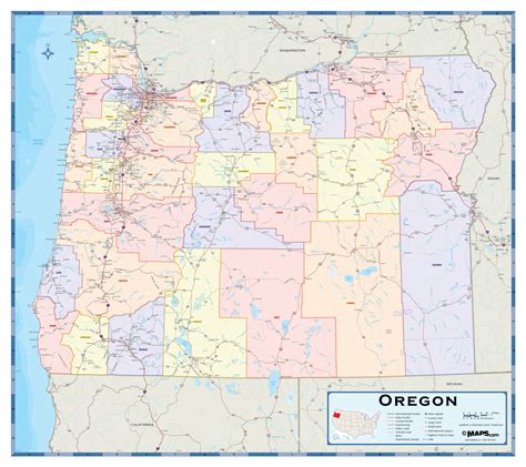 Oregon county map with cities