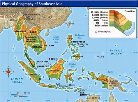 Physical Map of Southeast Asia