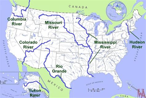 US Map with rivers
