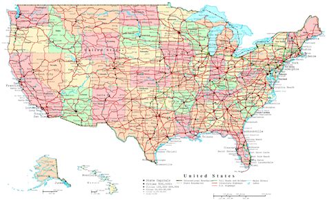 Road Map of USA States and Cities
