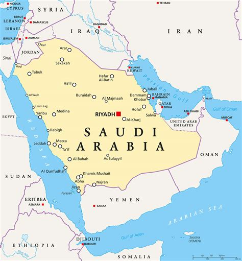 World Map with Saudi Arabia highlighted