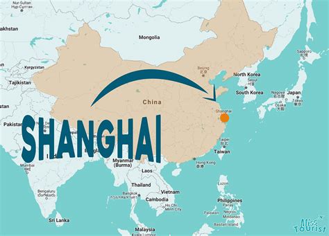 Map of Shanghai on Map of China