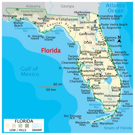 Map of Florida with cities