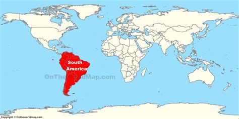 Map of South America in world map