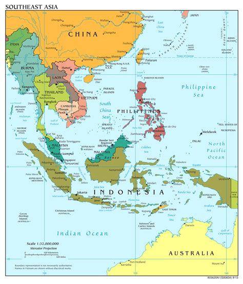 Southeast Asia Map with Countries