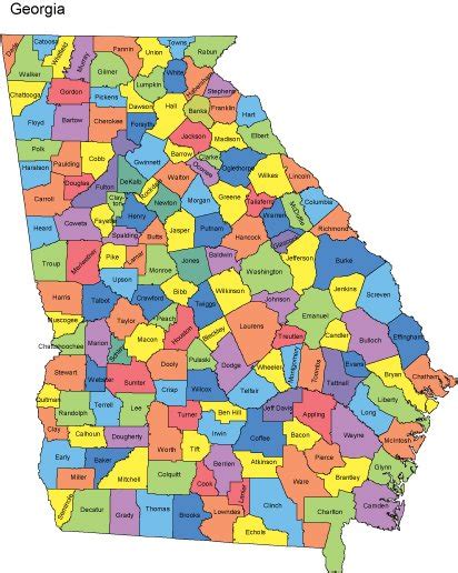 State of Georgia Map with Counties