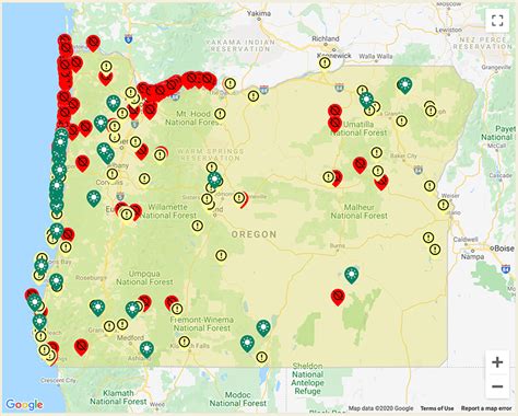 A map of Oregon state parks