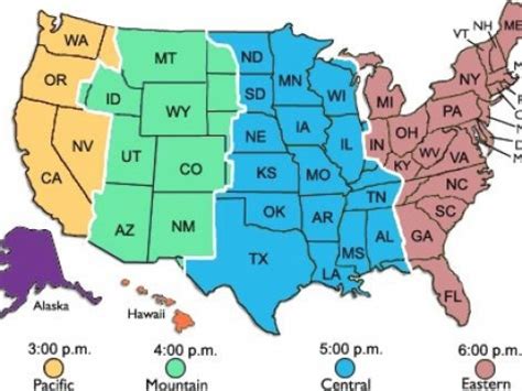 Time Zone Map USA Printable