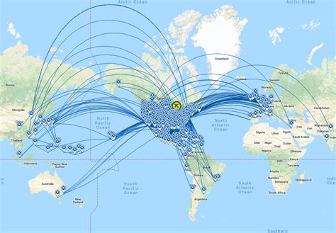 MAP of United Airlines Flights