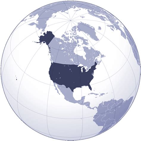 World map with focus on United States of America